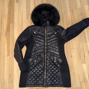 MK Elegant Black Quilted Women's Coat